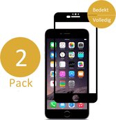 2x Screenprotector Geschikt voor Apple iPhone 6 Plus / 6s Plus - Full Screen Rand tot Rand Tempered Glass Screenprotector Transparant met Zwart Carbon Bezel 3D 9H (Gehard Glas Scre