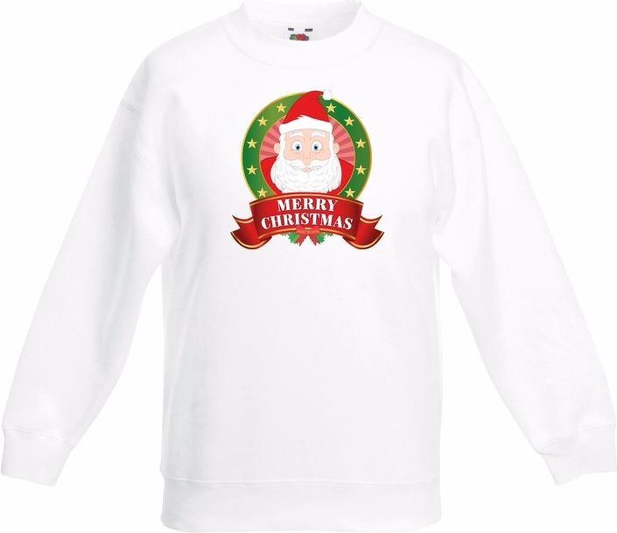 Kerst sweater voor kinderen met Kerstman print - wit - jongens en meisjes sweater 14-15 jaar (170/176)