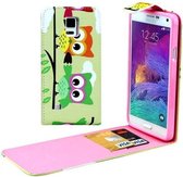 Samsung Galaxy Note 4 - Flip hoes, cover, case - PU leder - TPU - verticaal - Uil
