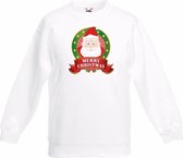 Kerst sweater voor kinderen met Kerstman print - wit - jongens en meisjes sweater 9-11 jaar (134/146)