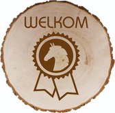 Houten naambord | naambordje voordeur hout| Duurzame naambord hout  Ø 19 t/m 20 cm