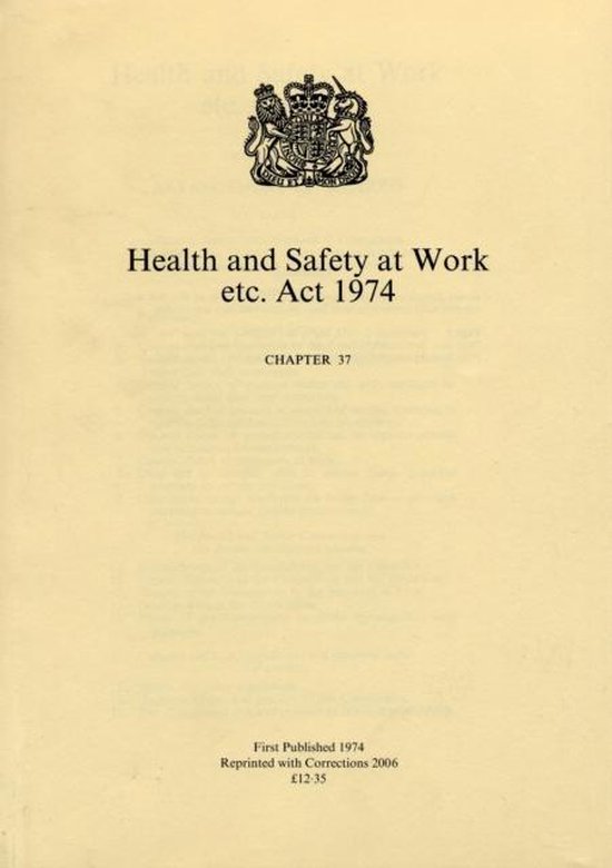 Health and Safety at Work, etc. Act 1974 9780105437741 Great