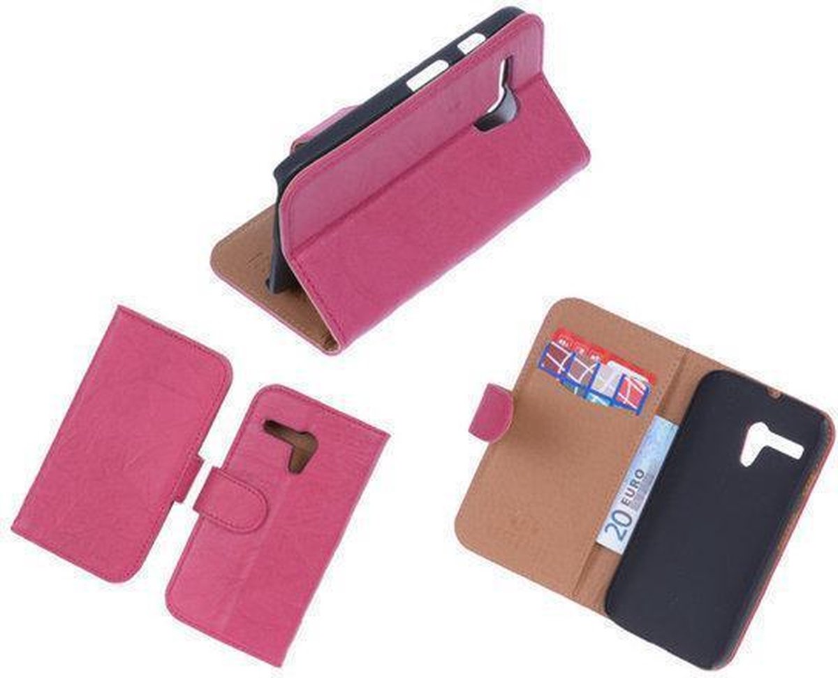 BestCases Fuchsia Luxe Echt Lederen Booktype Hoesje Motorola Moto G