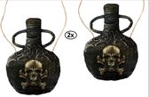 2x Tas piraten flacon - Pirate hand tas festival thema feest fun piraat