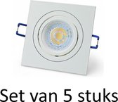 7W GU10 inbouwspot | Wit vierkant | Set van 5 stuks