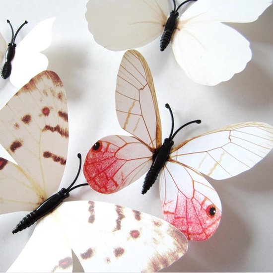 willekeurig Verzwakken Over instelling 3D vlinders Wit / Kleurrijke muurdecoratie vlinders voor de babykamer |  bol.com
