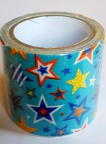 masking tape Blauw met Sterren T - decoratie washi papier tape - 48 mm x 4 m