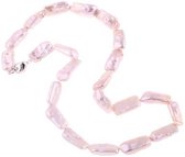 Zoetwaterparel ketting Pearl Rectangle Pink