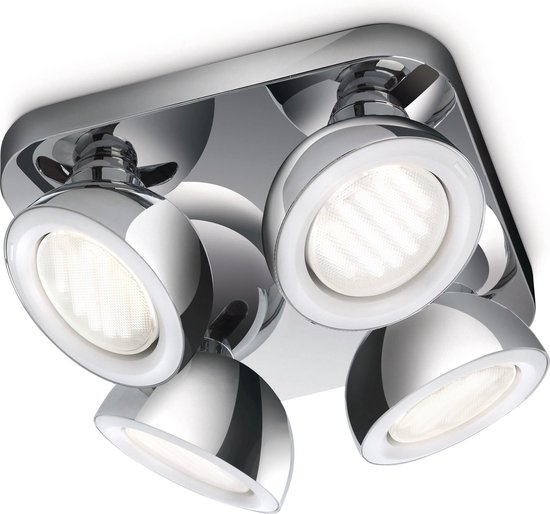 Philips Ecomoods Glance Plafondlamp - (4-lichts) - Chroom | bol.com