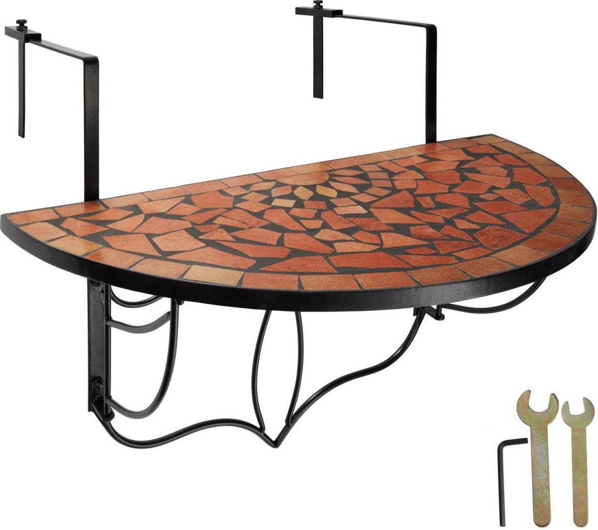 tectake- Balkontafel mozaïek klapbaar terracotta - 402765