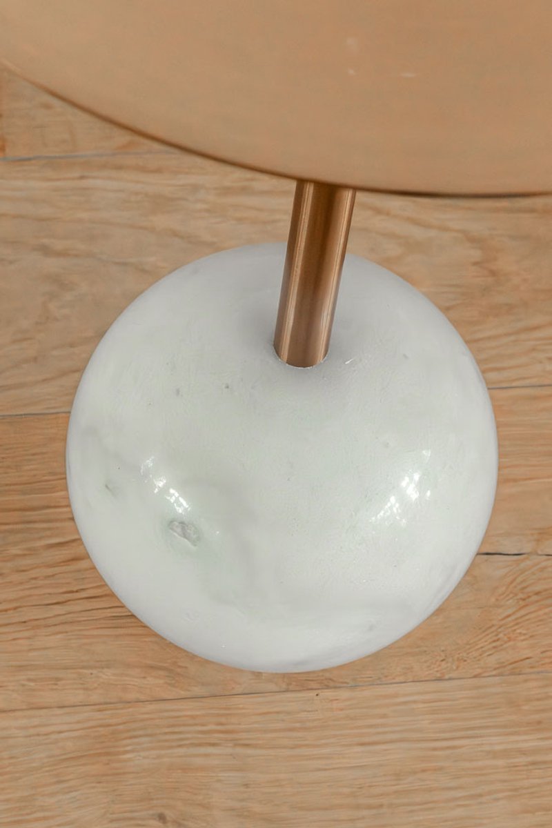 VLHOME goud roestvrij staal top wit marmeren bal gouden bijzettafel 40Ø x 54H