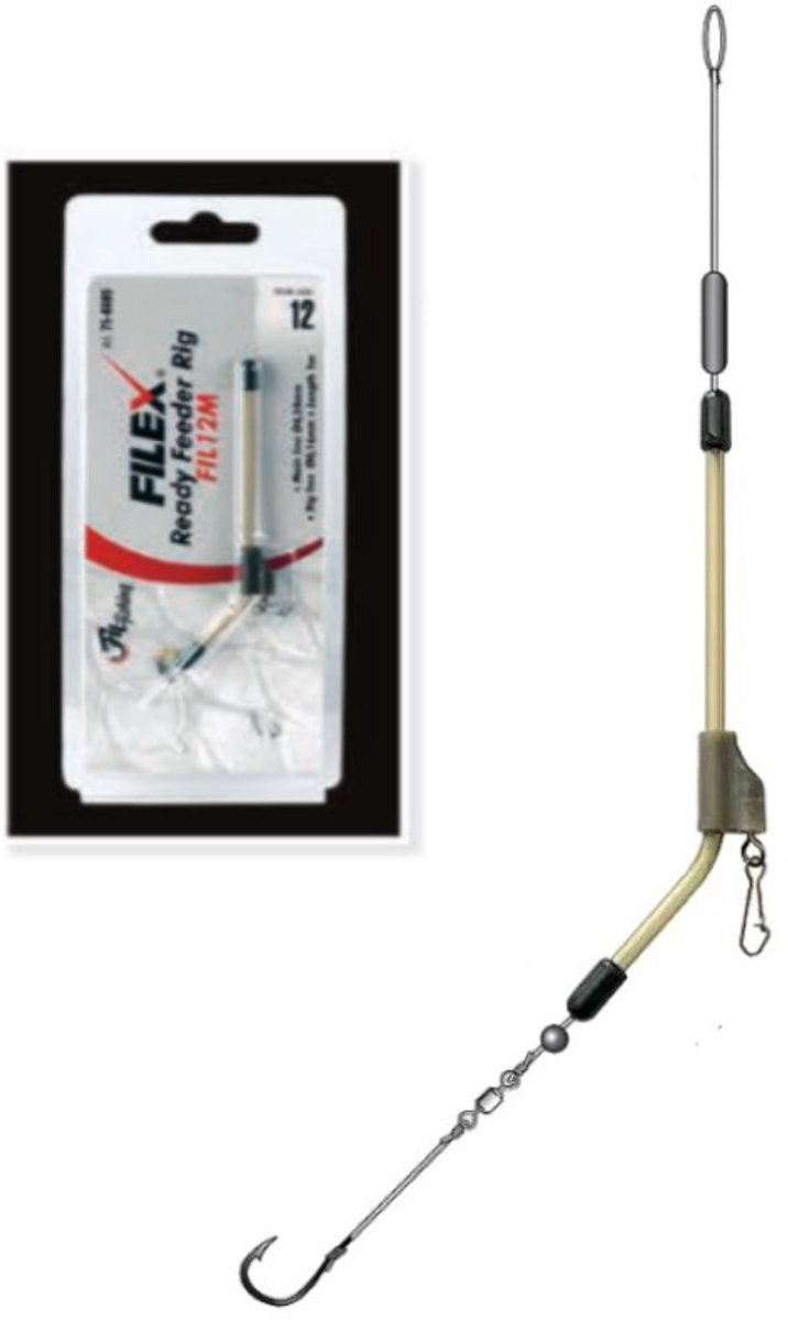 Filex Ready Feeder Rig M - Haakmaat #14 - 1m - Nylon - Complete Feeder Vissen Montage - Kant-en-klare Witvis onderlijn - Witvissen