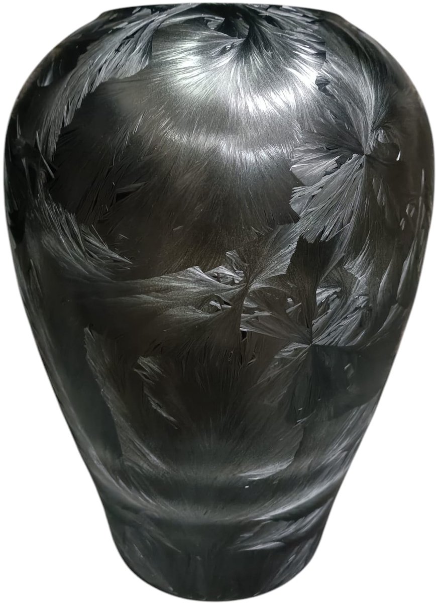 Terroso Handgemaakte Glazen Vaas – Luxe Design – Zwart Gemarmerd Effect – 27 cm Hoog – Moderne Decoratie voor Woonkamer & Tafel Zwart Frost
