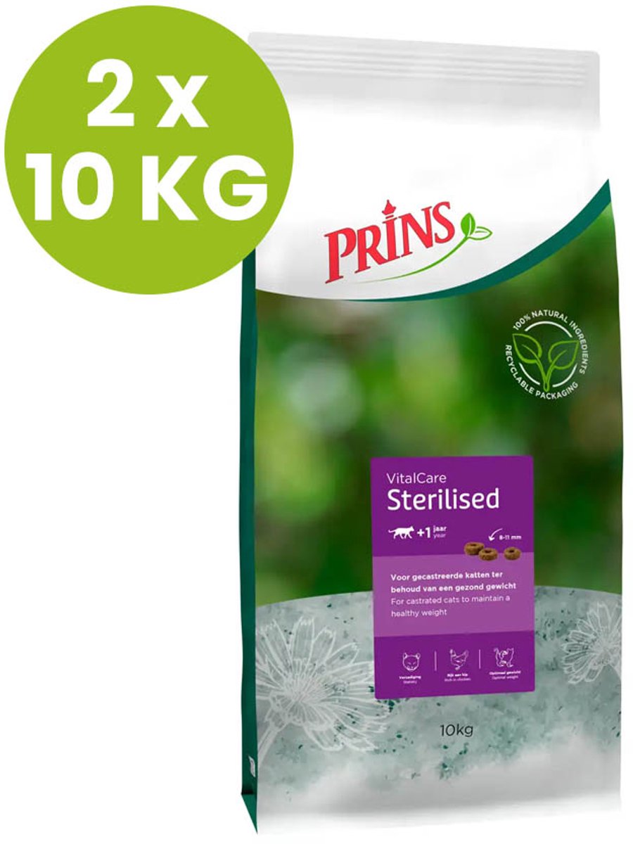 Prins VitalCare Sterilised 10 kg - Kattenvoer - 2 x 10 KG