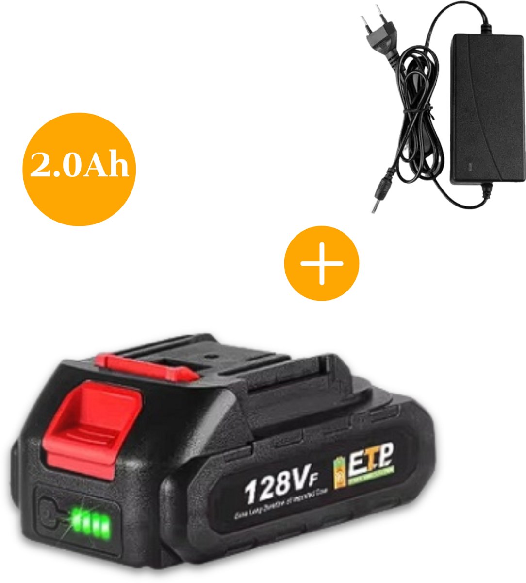 Instava Accu 18v incl. lader - 2.0Ah - Geschikt voor alle Instava accu tools - Li-Ion - LED display