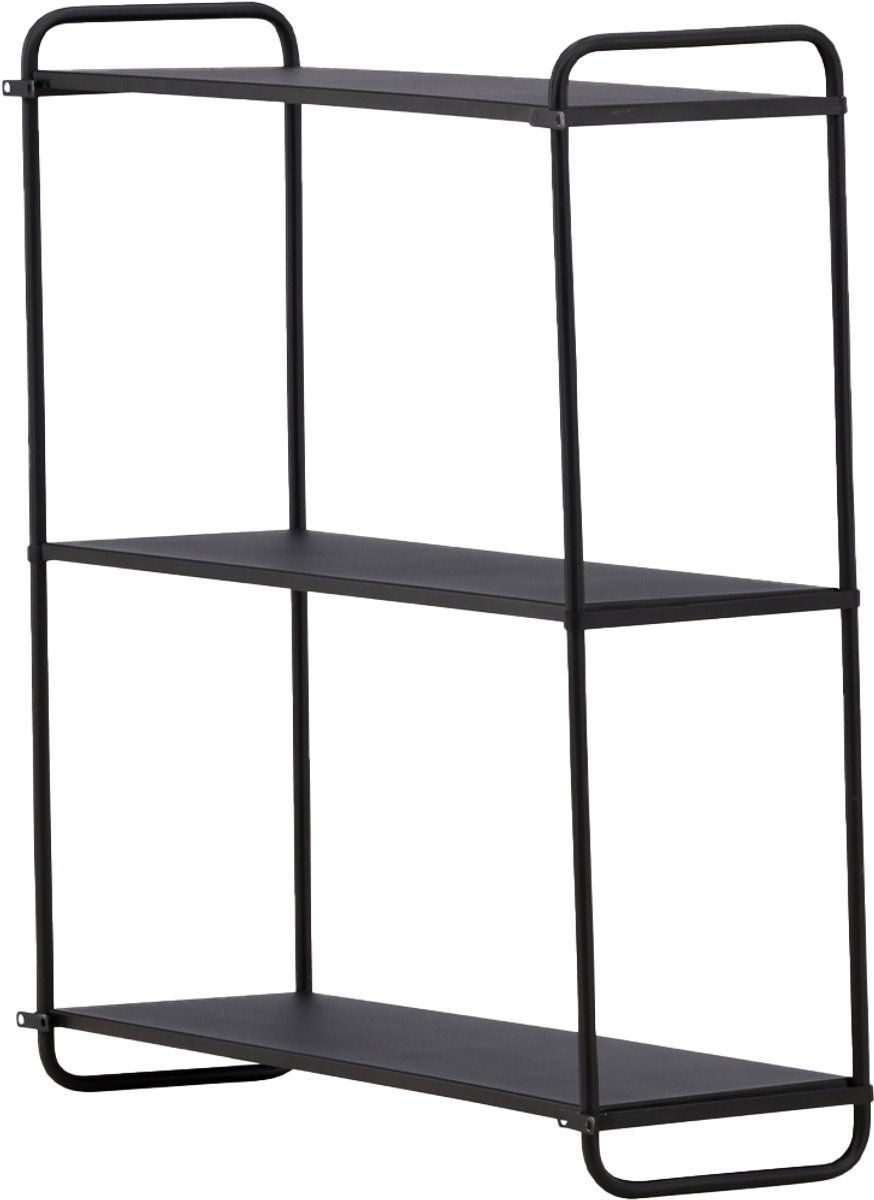 Nest living Freddy Wandrek Zwart - Metaal - 2 Planken - Voor Keuken, Woonkamer, Slaapkamer - Industrieel - Wandplank - 63 x 62 cm