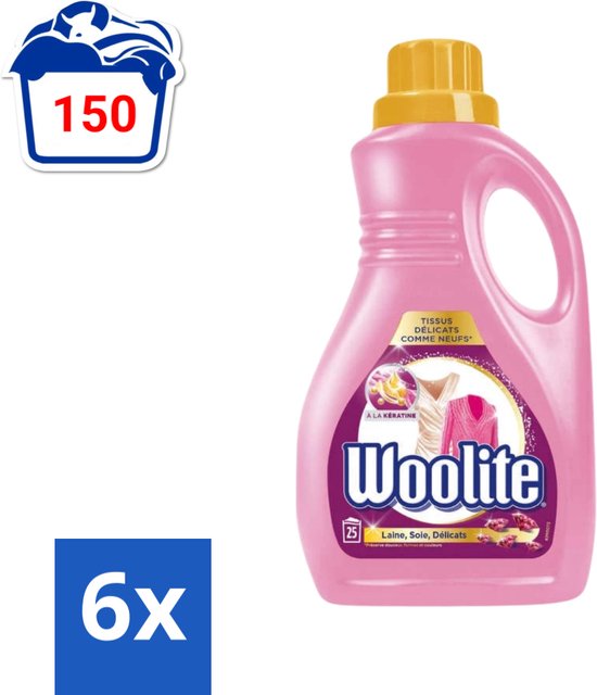 Woolite Delicate - Vloeibaar Wasmiddel - Met Keratine - Wol, Zijde & Fijne Was - 25 Wasbeurten - 1,5L - Voordeelverpakking - 6 stuks