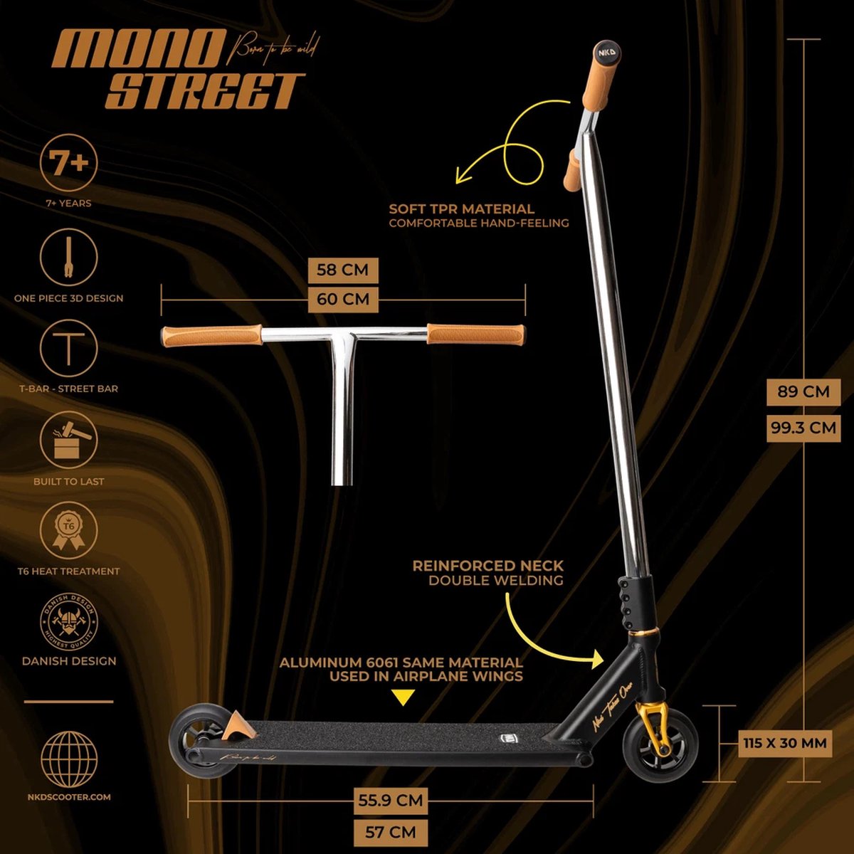 NKD Stuntstep Mono Black / Brown 99,3cm