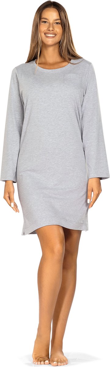 Comtessa Dames Nachthemd 'Original Grey' met Lange mouw Grijs gemêleerd
