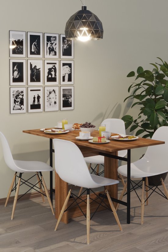 Table pliante| Table à manger extensible| Repliable| Table pliante peu encombrante| Moderne et élégant| Noyer foncé| 134x60x72 cm