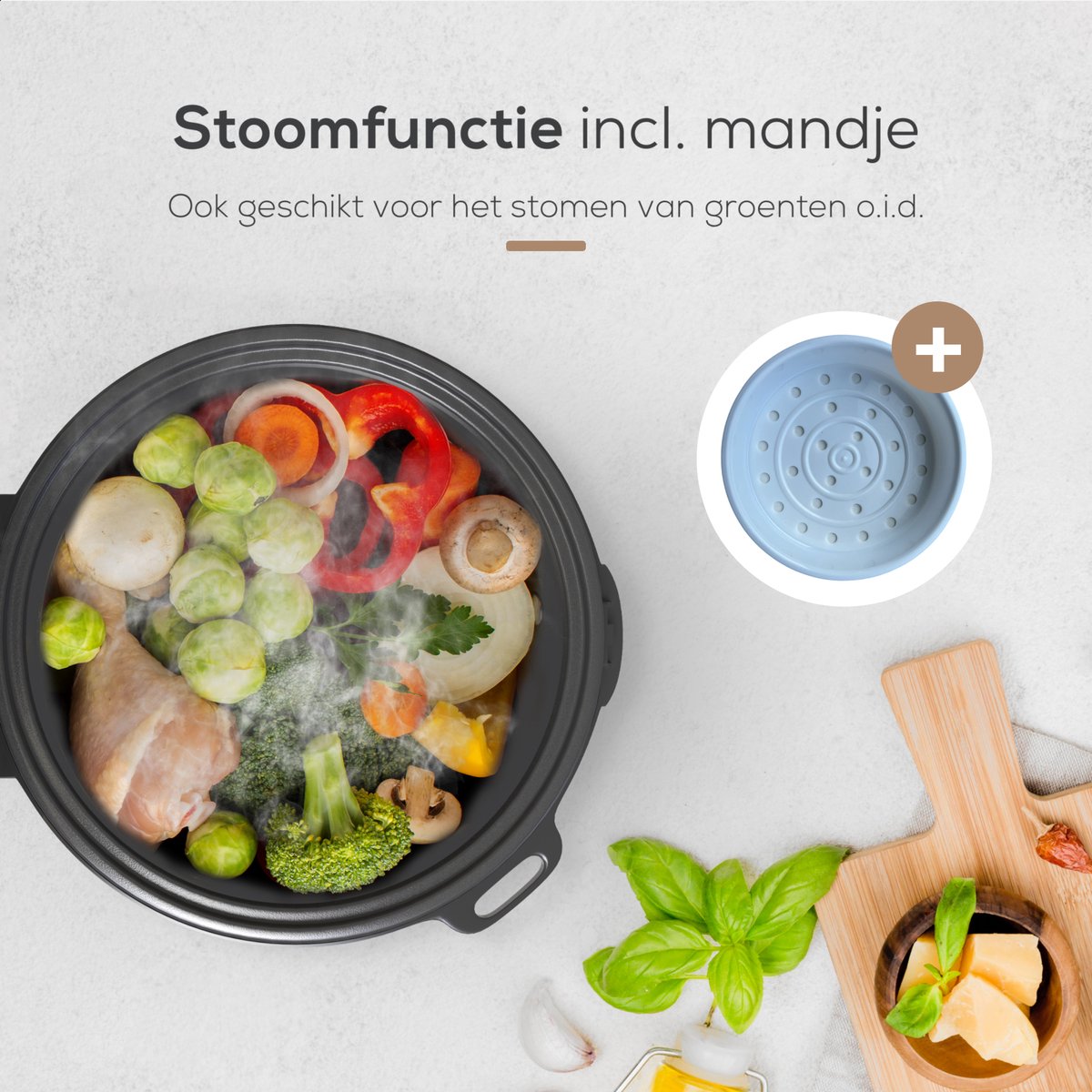 Rijstkoker met Stomer - 1.8L - Multicooker - Rice Cooker - Slowcooker - 3 tot 8 Personen - Zwart RVS - KitchenLove – foto 5