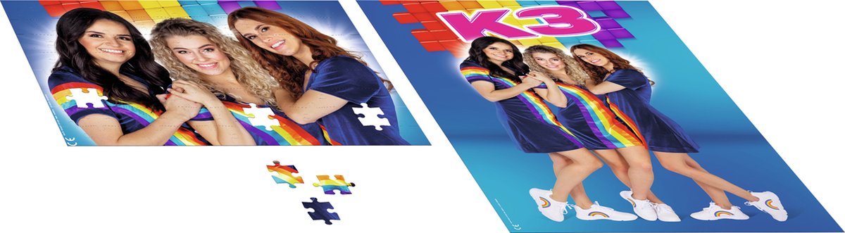K3 verkleedkleding - verkleedpak regenboog blauw 3/5 jaar - maat 116 — afbeelding 6