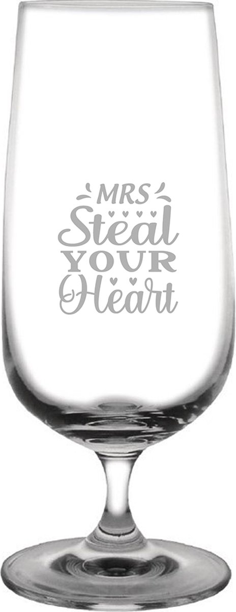 Gegraveerde Bierglas op voet 41cl Mrs. Steal your heart