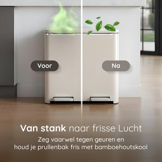 Deleca Lot de 4 Filtres éliminateurs d'odeurs – Rafraichisseurs d'air pour capteur FreshAura et Prullenbak de recyclage – Purificateur d'air – 4 x 17,5 g de Charbon de bois de Bamboe