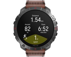 Polar Grit X2 Pro TITAN Premium Outdoor Smartwatch, Brons leder M/L, extra Zwarte Silicone horlogebandje S/L