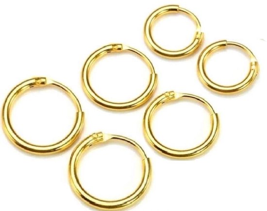 Boucles d'oreilles Set La Rosa Princesa 12 mm, 14 mm 16 mm Argent plaqué or Fermeture facile