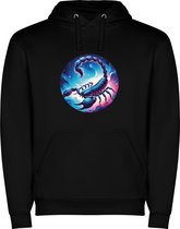Zwarte unisex hoodie met “ Kleurrijke Sterrenbeeld Schorpioen – Astrologie – Horoscoop – Zodiac Signs “ Print Full Color merk Roly maat L