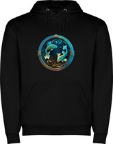 Zwarte unisex hoodie met “ Kleurrijke Sterrenbeeld Vissen – Astrologie – Horoscoop – Zodiac Signs “ Print Full Color merk Roly maat L