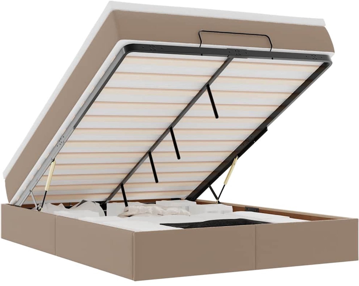 vidaXL - Ottoman - bed - met - matras - 140x200cm - kunstleer - cappuccinokleurig