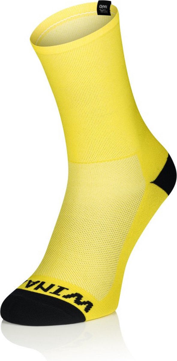 Winaar Fietssokken Zomer Unisex Geel - Full Yellow Classic met Zwart Label - 39-41