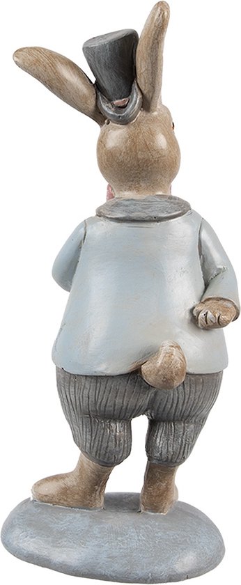 Clayre & Eef Decoratie Beeld Konijn 19 cm Beige Blauw Kunststof