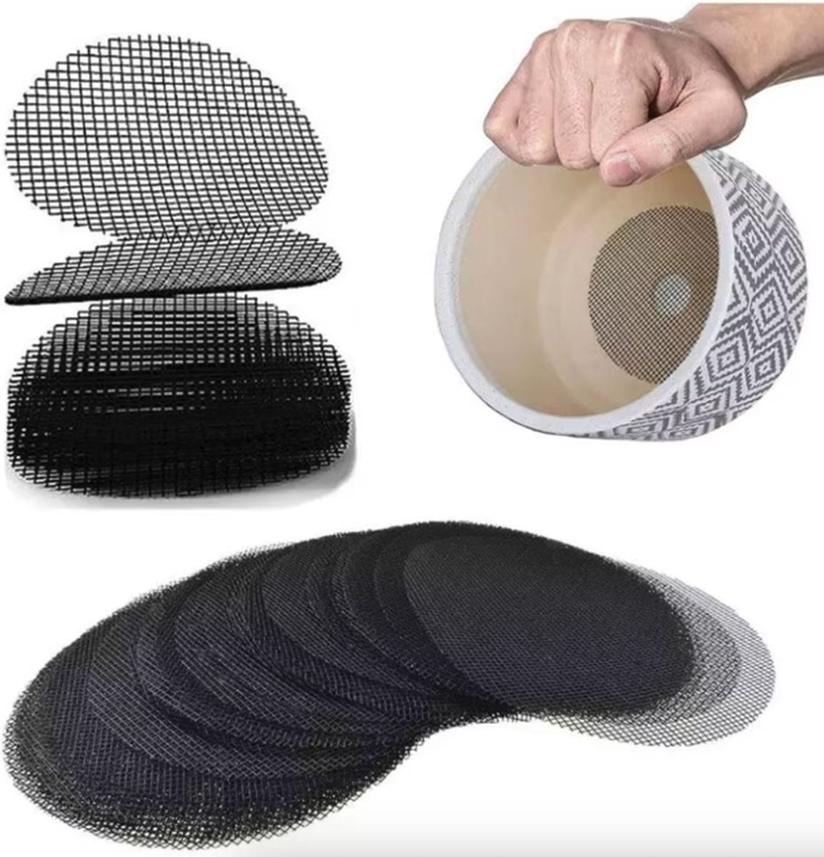 Hiden - Planten Mesh Pads - Plantenbak - Plantenpot - Bodem pads - Hydrokorrels pad - Potgrond - 10 stuks