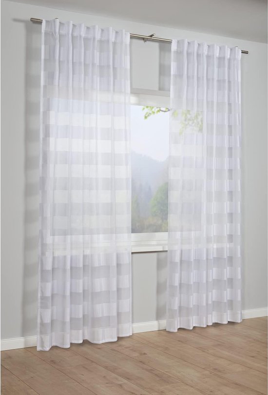 Rideau transparent Witte Goodivery ® avec passants cachés pour une atmosphère dynamique 140 x 245 cm