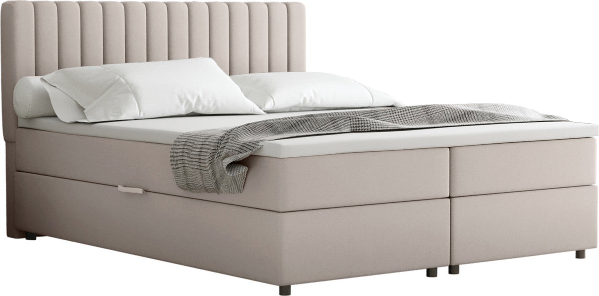 EVEREST Boxspringbed 160 x 200 cm met Opbergruimte - Beige