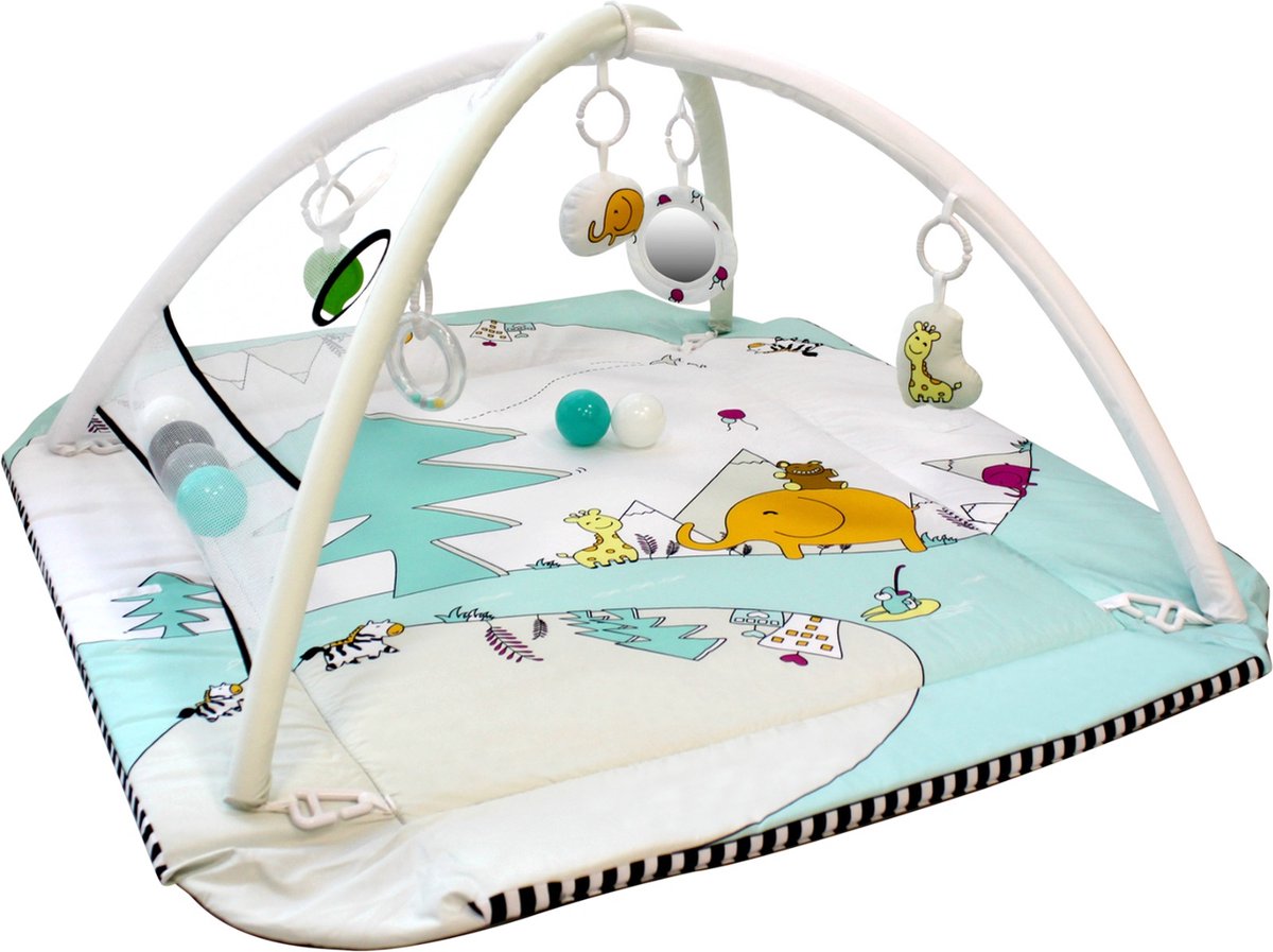 MamaLoes 5-in-1 Multifunctioneel Speelkleed / Ballenbak - Buikligtrainer - Babygym - Speelmat met Boog - Diertjes – foto 7
