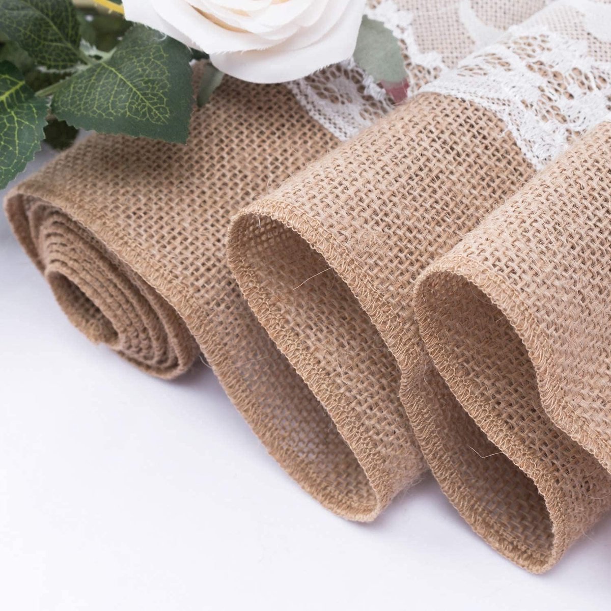 Goodivery ® Elegante Jute Tafelloper met Kant - Set van 2 - 30 x 275 cm
