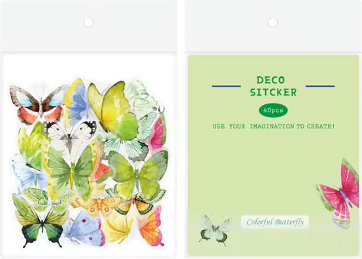 Mix vlinder stickers - Vlinders - Dieren - transparante stickers - 40 stuks - Scrapbook - Bullet journal stickers - laptop stickers - Stickers volwassenen en kinderen