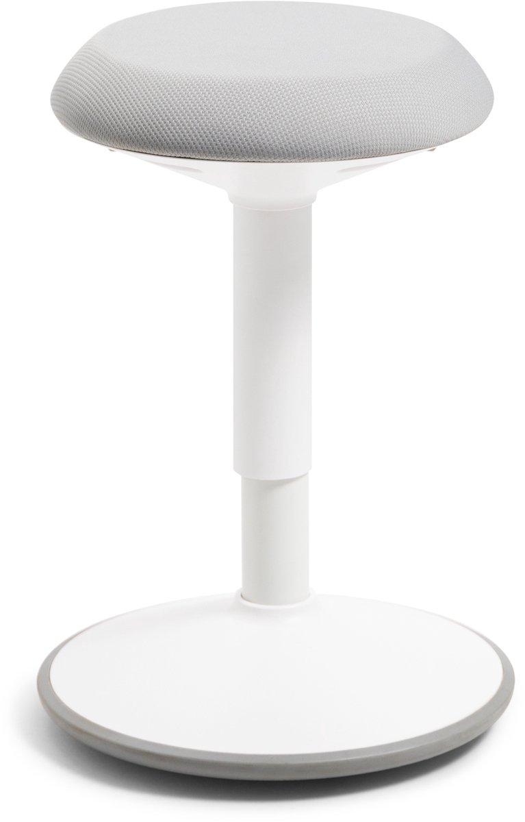 Wobblez® Savvy Wiebelkruk - in hoogte verstelbare bureaukruk van 40-60 cm - Grijze zitting Wit frame