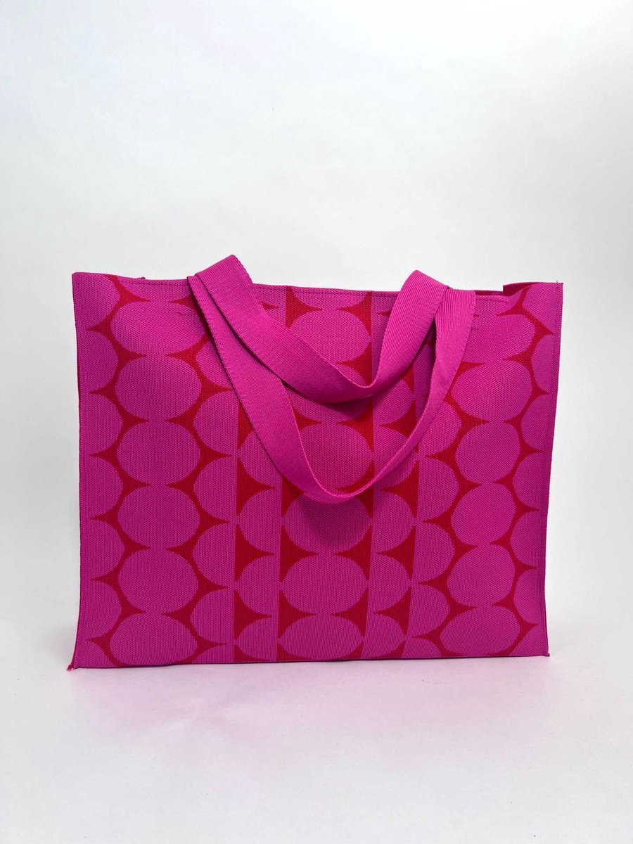 Shopper | Handtas | Bolletjes rood & roze | Polyester 100% - Handtas - 46 cm x 12 cm x 38 cm - Accessoire - Modern - Hip - Trendy - Trendsetter Wauw - Fashion Trending Handig Gadget - Zon - Lente Zomer - Accessoires - Dames - Heren - Kinderen - Vrouw