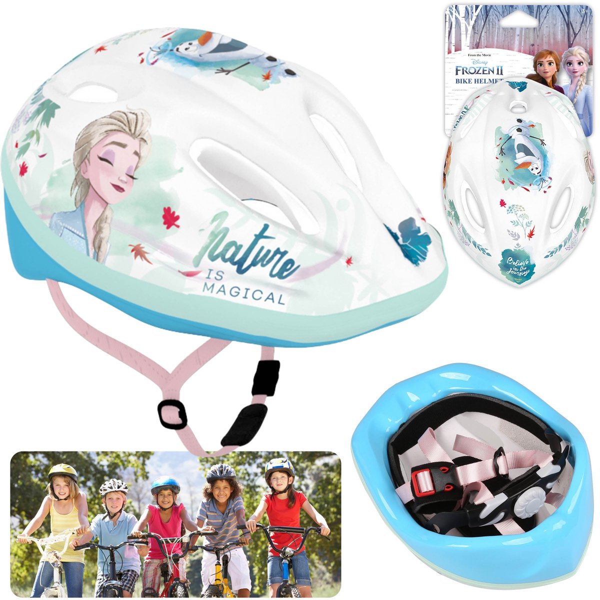 Frozen Elsa Anna Olaf Kinderfietshelm, voor meisjes, lichtgewicht, verstelbaar 52-56 cm