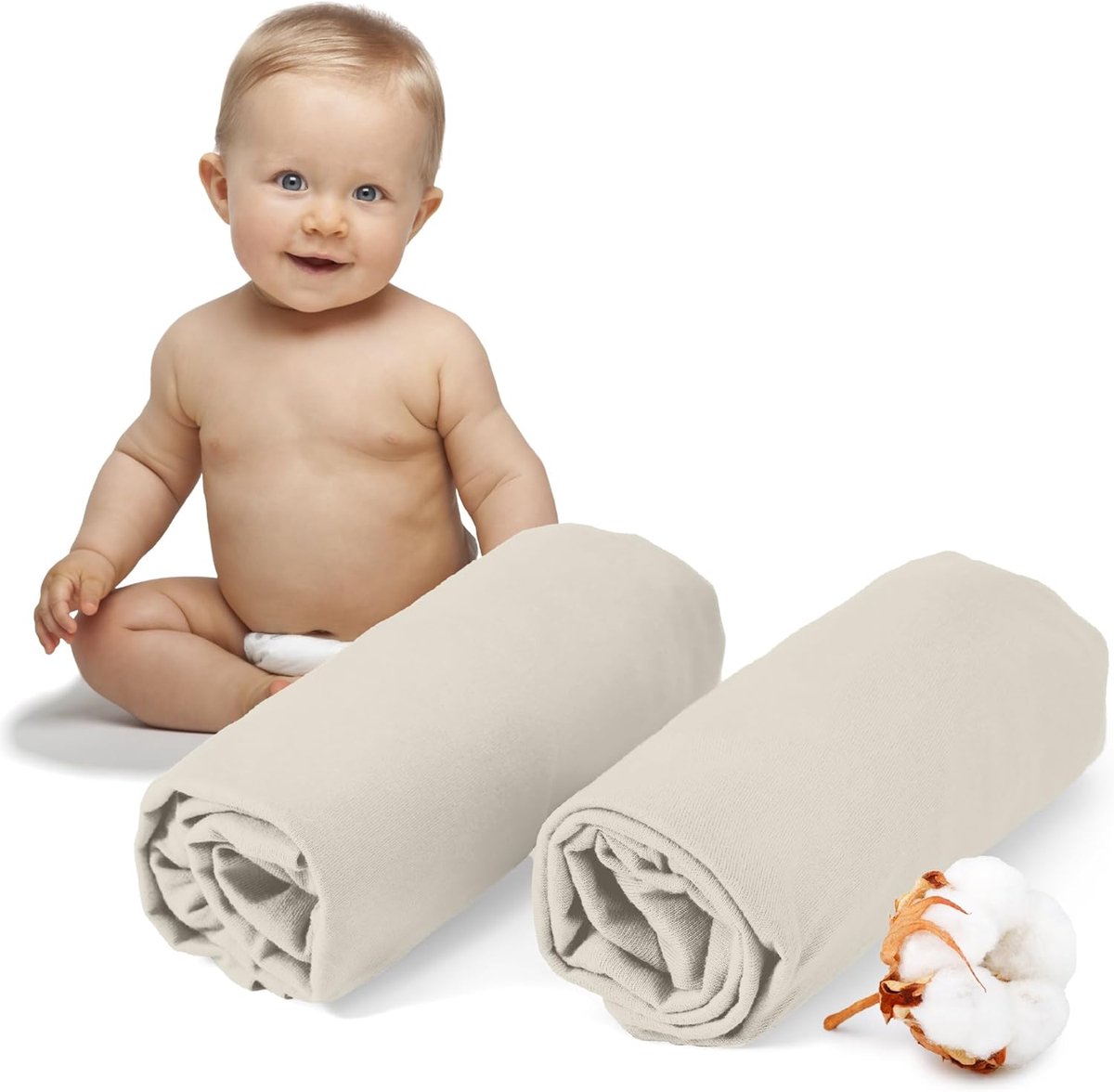 Azalia Hoeslaken 40x80 cm voor kinderbed - 100% jersey katoen, 150 g/m² - Beige