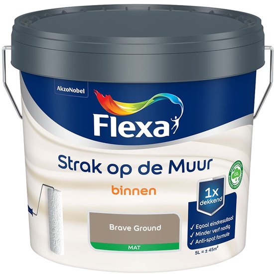 Flexa - Strak op de muur - Muurverf - Kleur van het jaar 2021 - Brave Ground - 5 Liter