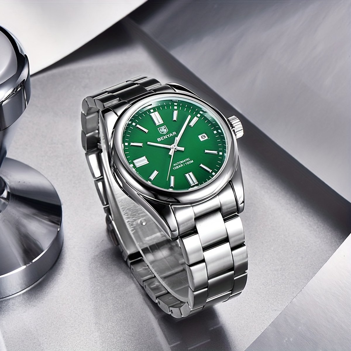 Benyar® Heren Horloge Klassiek en Sportief - Horloge voor mannen - Waterdicht - Kalenderfunctie - Roestvrijstaal - Groen