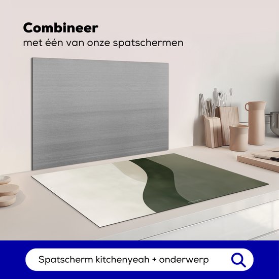 KitchenYeah® Protection plaque induction 83x52 cm - Japandi - Vert - Abstrait - Moderne - Protege plaque de cuisson - Couvre plaque induction - Protecteur d'induction - Cuisine
