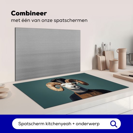 KitchenYeah® Protection plaque induction 85x52 cm - Bélier - Cornes - Vêtements de cuisine - Protege plaque de cuisson - Couvre plaque induction - Protecteur d'induction - Cuisine