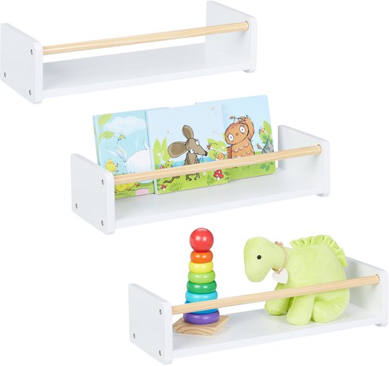 Foto: Boekenplank kinderkamer set van 3 50 cm zwevend wit